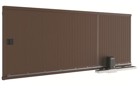 Откатные уличные ворота с заполнением профлистом